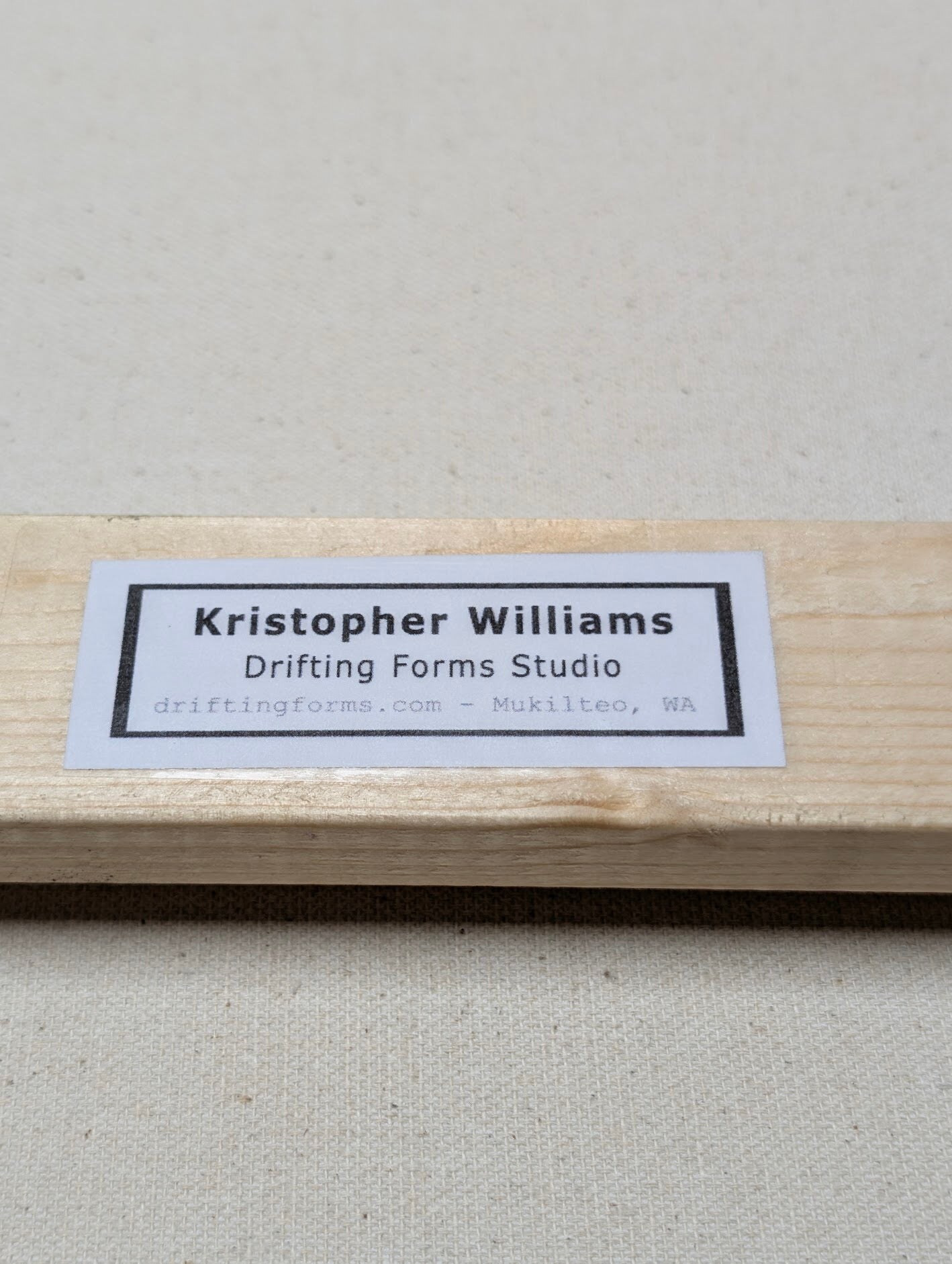 Maker label on Drift Relics No. 1
